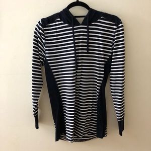 Navy and white striped hoodie
